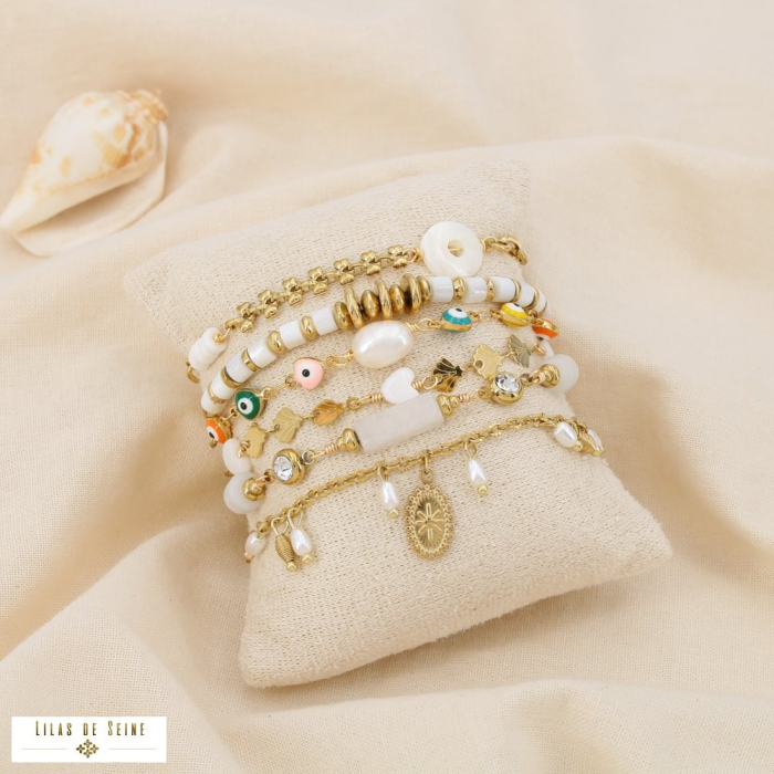 Ensemble de 6 Bracelets Femme en Acier Inoxydable 0225258 blanc