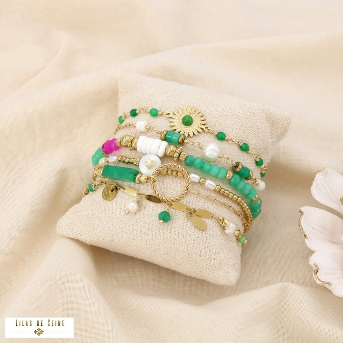 Ensemble de 6 Bracelets Femme en Acier Inoxydable 0225261 vert