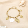 Bracelet acier inoxydable nacre marin coquillage 0225241 doré