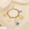Bracelet acier inoxydable résine effet porcelaine 0225226 doré