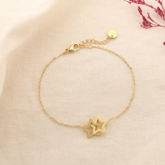 Bracelet acier inoxydable étoiles entrelacées 0225162 doré