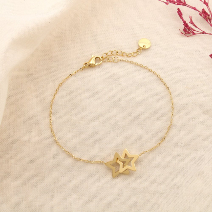 Bracelet acier inoxydable étoiles entrelacées 0225162 doré