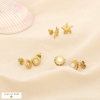 Set 3 boucles d'oreilles acier marguerite astérie 0325130 doré