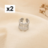 2 Bijoux d'oreilles acier inoxydable ajouré goutte 0325099 argenté