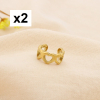 2 Bijoux d'oreilles acier inoxydable ajouré coeur 0325156 doré