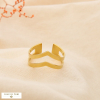 Bague acier inoxydable ouverte ajouré double rang 0425082 doré