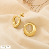 Boucles d’oreilles acier inox ajouré forme galet 0325158 doré