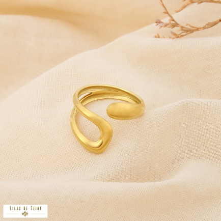 Bague acier inoxydable ajouré contemporain organique 0425088 doré