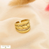 Bague ouverte acier inox effet torsadé strié ajouré 0425093 doré