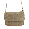 Sac souple à bandoulière fils tressé polyester métallisé bandoulière cuir 0922552 beige gold