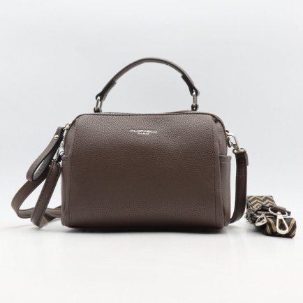 Sac simili-cuir Flora&Co grainé 2 compartiments 2 bandoulières 0923028 marron chocolat