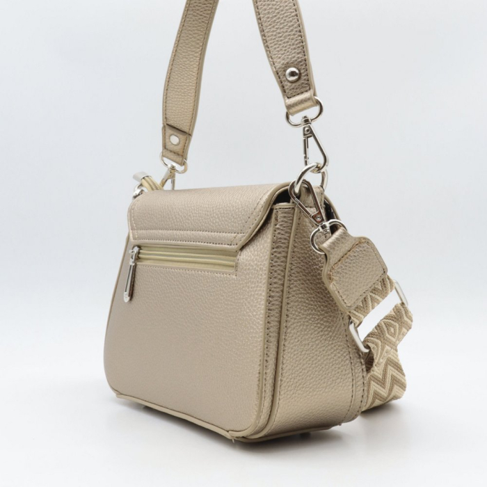 Sac porté épaule Flora&Co simili-cuir rigide grainé 0924012 taupe métal