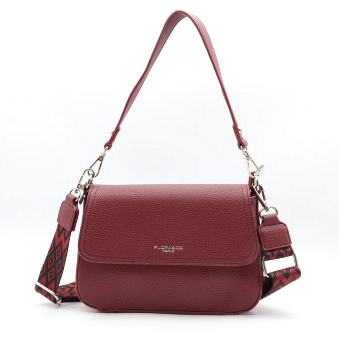 Sac à bandoulière simili-cuir grainé Flora&Co femme 0924023 rouge bordeaux