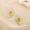 2 Charms breloques marin escargot de mer acier émail 0625124 blanc