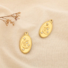 2 Pendentifs acier strass charm ovale étoile lune 0625127 doré