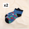 2 paires chaussettes basses socquettes cerise fleur 0625075 bleu