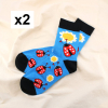 2 paires chaussettes motif coccinelle tournesol 0625091 bleu