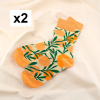 2 paires chaussettes motif agrume feuille 0625093 orange