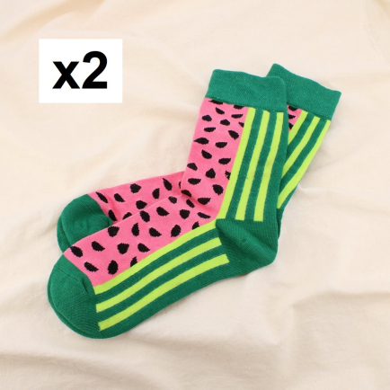2 paires chaussettes imprimées pastèques 0625094 vert