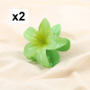 2 Pinces à cheveux fleur plumeria acrylique 0625072 vert