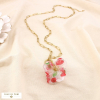 Collier fleur acier inoxydable résine motifs fruits 0125192 naturel/beige
