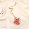 Collier fleur acier inoxydable résine motifs fruits 0125192 rouge