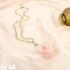 Collier fleur acier inoxydable résine marbrée 0125193 rose