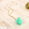 Collier fleur acier inoxydable résine marbrée 0125193 vert aqua