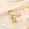 Broche épingle acier inoxydable nacre style marin 0525037 doré