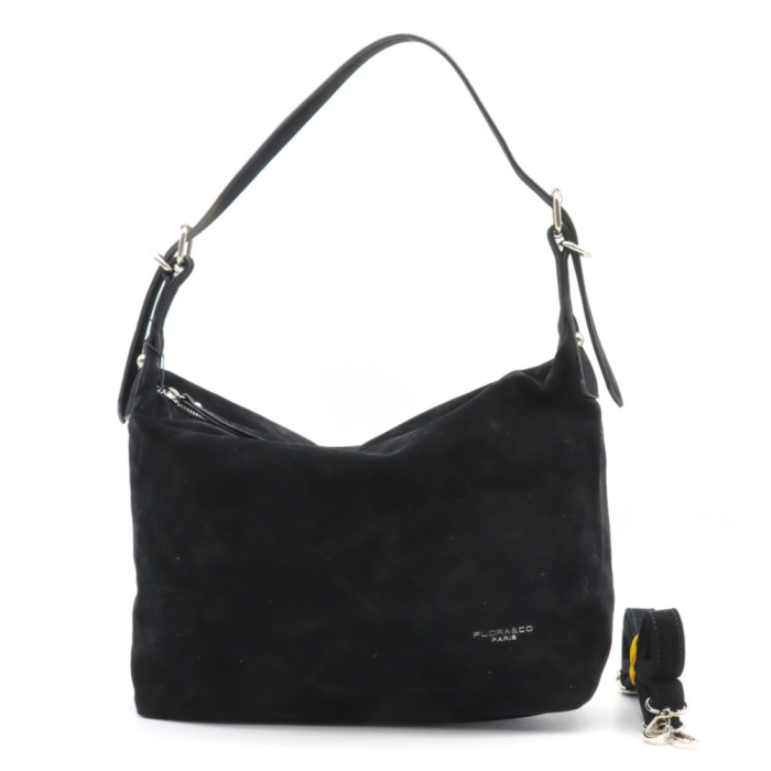 Sac porté épaule Flora&Co simili-cuir façon daim anse réglable 0925504 noir