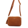 Sac à bandoulière Flora&Co simili-cuir façon daim pompon 0925505 cognac