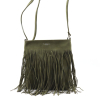 Sac à bandoulière Flora&Co simili-cuir façon daim franges 0925507 vert kaki