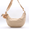 Sac porté épaule banane Flora&Co simili-cuir façon velours côtelé pompon 0925507 naturel/beige