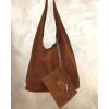 Cabas cuir véritable façon daim pochette 0925512 marron