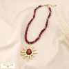 Collier acier résine polyester torsadé soleil 0125508 rouge bordeaux