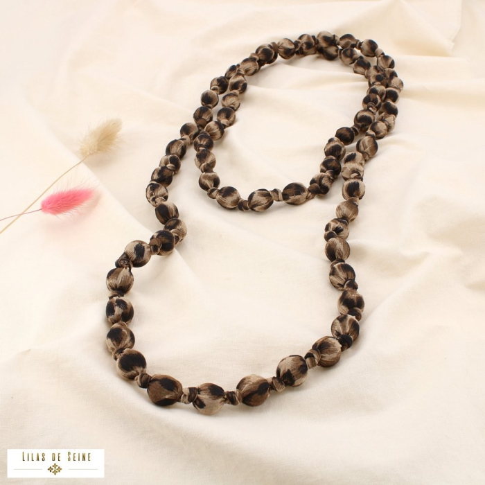 Collier extra-longue léopard acrylique polyester 0125554 marron