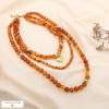 Collier 3 rangs cœur acier acrylique effet pierre 0125528 marron