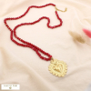 Collier long cœur œil acier acrylique effet pierre 0125529 rouge bordeaux