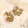 Boucles d’oreilles fleur acier inoxydable émail 0325509 marron