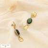 Boucles d’oreilles pendantes acier résine marbré 0325504 vert