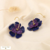 Boucles d’oreilles créole fleur acier acrylique 0325525 violet