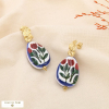 Boucles d’oreilles acier résine effet porcelaine 0325513 bleu foncé