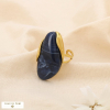 Bague ajustable acier résine marbré effet pierre 0425514 bleu foncé
