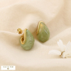 Boucles d’oreilles acier résine marbré goutte 0325535 vert