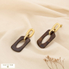 Boucles d’oreilles rectangulaire acier acrylique 0325505 marron
