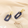 Boucles d’oreilles rectangulaire acier acrylique 0325505 bleu foncé