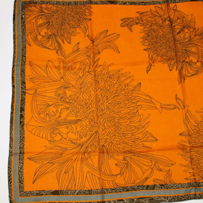 Carré à chevrons imprimé floral polyester 0725515 orange foncé