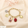 Bracelet breloques acier inoxydable émail résine 0225509 rouge bordeaux