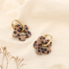 Boucles d'oreilles créoles acier inox fleur résine colorée 0325067 léopard
