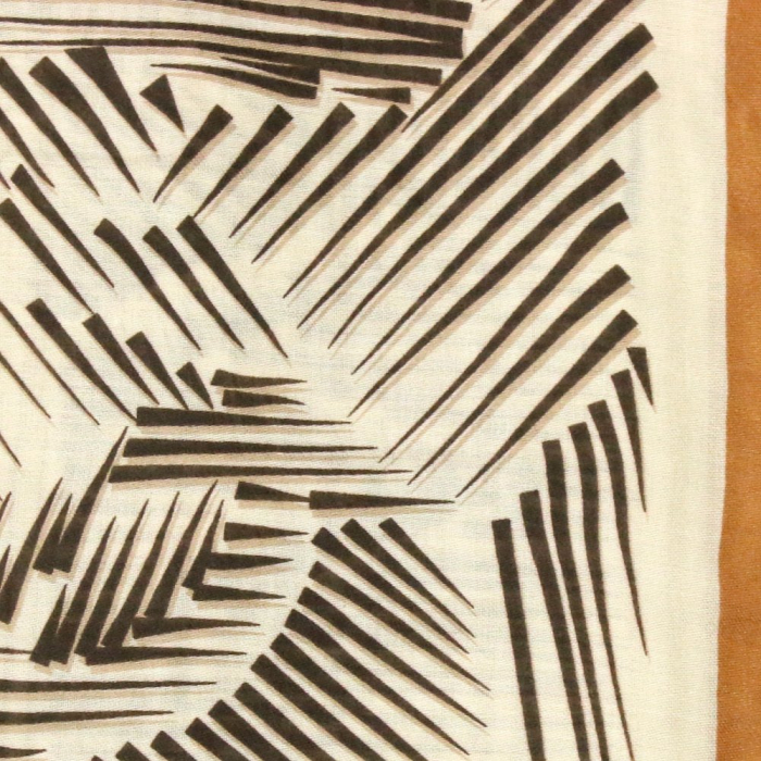 Foulard imprimé graphique rayure viscose coton 0725511 marron